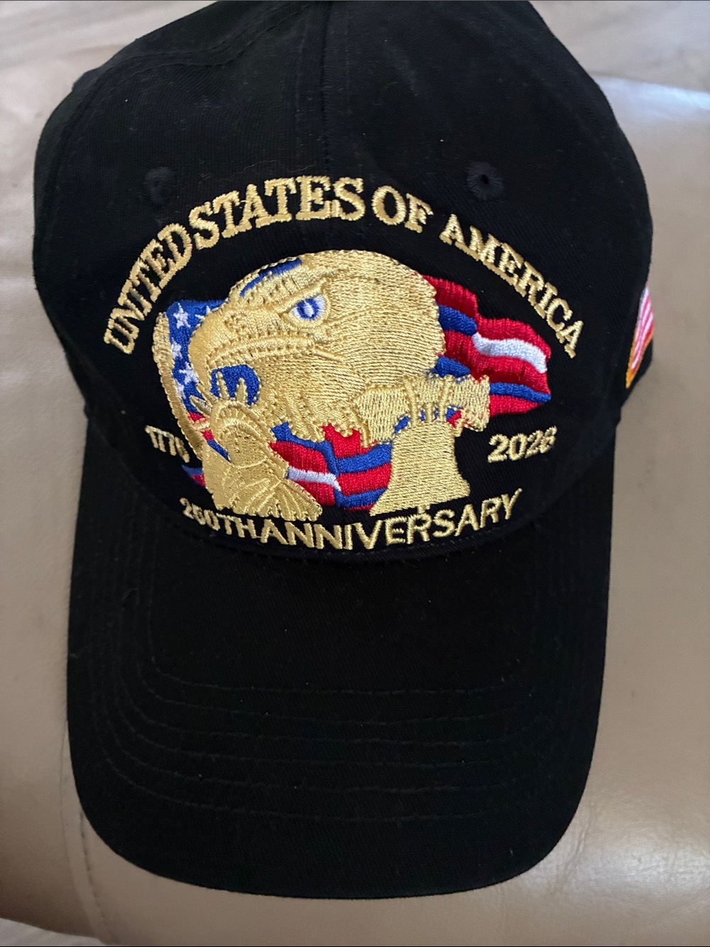 United States of America 250th Anniversary Black Embroidered Cap